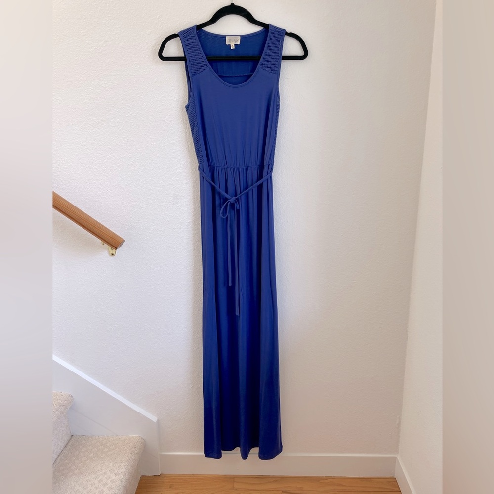 Sleeveless Jersey Maxi Dress with Waist Tie